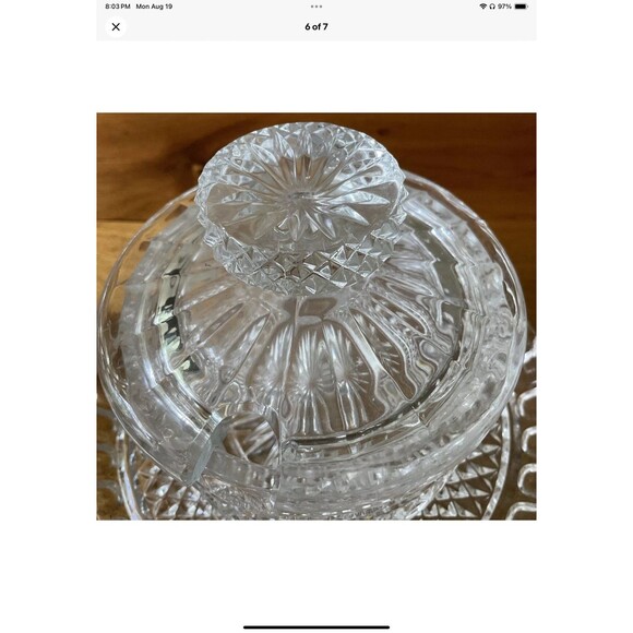 ABP Cut Crystal Jam Lidded Bowl w/Underplate Clear Crystal...